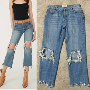 We The Free Maggie Mid-Rise Straight-Leg Blue Jeans Women’s Size 26 Button Fly